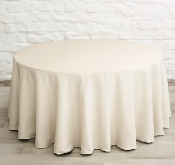 Beige Round Tablecloth 120 inch